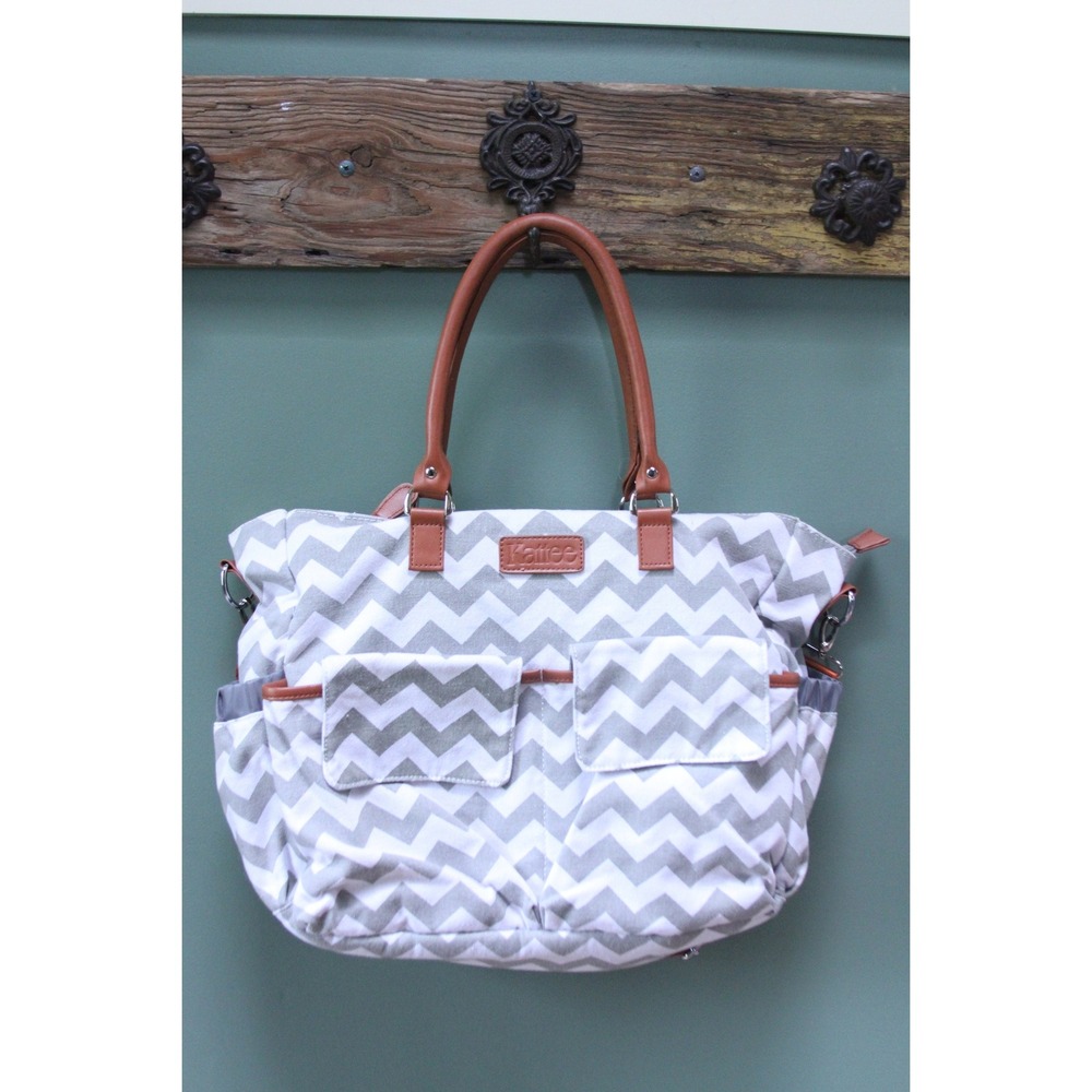 Kattee‎ Gray Chevron Diaper Bag Tote Organizer Travel Shoulder Bag